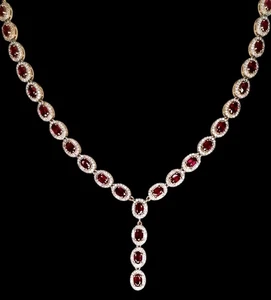 Natural Mozambique Ruby & .925 Sterling Silver Necklace - Picture 1 of 5