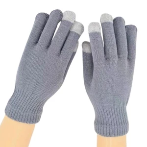 Touchscreen Winterhandschuhe Grau– Warme Smartphone Fingerhandschuhe Unisex - Bild 1 von 6