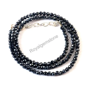 Diamond Beads, Black Diamond Beaded Necklace, 3mm Faceted Round Diamond Beads - Picture 1 of 6