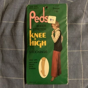 Pec’s transparente Stretch Kniehohe Strümpfe Beige One Size Vintage - Bild 1 von 2