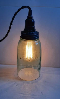 Hanging Half Gallon Mason Jar Pendant Lamp Farmhouse Rustic Primitive Light - Image 1 of 4