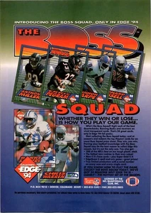 VINTAGE 1994 COLLECTORS EDGE FOOTBALL CARDS BOSS SQUAD PRINT AD - Picture 1 of 1