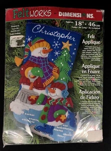 Dimensions Applique Feltworks Skating Snowmen Stocking Kit 18" 8092 Christmas - Picture 1 of 7