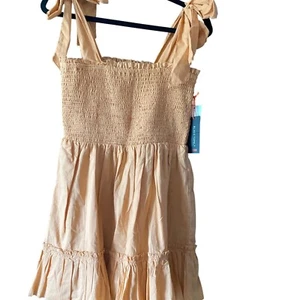 Schwarzes Tape gesmoktes Kleid Bindeband Sommerkleid Koralle Wolke Petite Größe S Neu mit Etikett - Bild 1 von 11