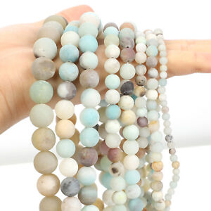 Natural Matte Frosted Amazonite Stone Beads Round Loose Spacer Bead Making Diy
