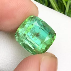 Pietra preziosa tormalina verde bluastra taglio cuscino naturale 10,3 carati dall'Afghanistan - Foto 1 di 16