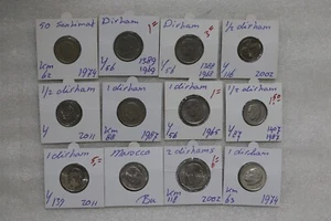 MOROCCO - 1/2 DIRHAM + 1 + 2 DIRHAM - 12 COINS LOT B49 #N619 - Picture 1 of 3