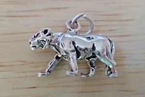 Sterling Silver 3D 14x19mm 3.7gram Mountain Lion Cougar Panther Charm - Picture 1 of 5