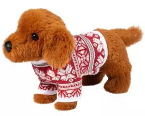 Mini Soft 9" Dachshund Dog w/ Sweater Douglas Plush Stuffed Animal red white - Picture 1 of 7