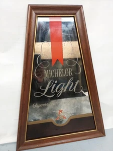 Vintage 20" Tall Michelob Light Beer Advertising Sign Mirror Man Cave Bar Sign - Foto 1 di 5