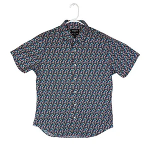 Bonobos Shirt Men L Blue Parrots Slim Fit Short Sleeve Button Up Shirt Stretch - Picture 1 of 4