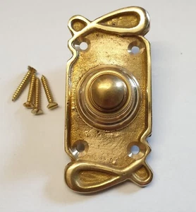 Latón macizo antiguo estilo Art Nouveau rizado retro campana pulsador puerta botón - Imagen 1 de 7
