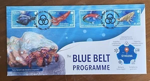ST HELENA 2024 FIRST DAY COVER BLUE BELT PROGRAMME MARINE FAUNA SEA STAMPS - Picture 1 of 2