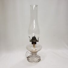 Antique Oil Lamp Finger Loop Clear Glass Smooth Font Octagon Base Queen Anne