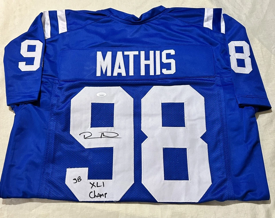 Camiseta personalizada firmada por Robert Mathis autografiada certificada talla XL JSA Foto 1 de 1