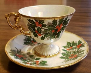 Ucagco Ceramic Christmas Cup And Saucer December Cup - Picture 1 of 8