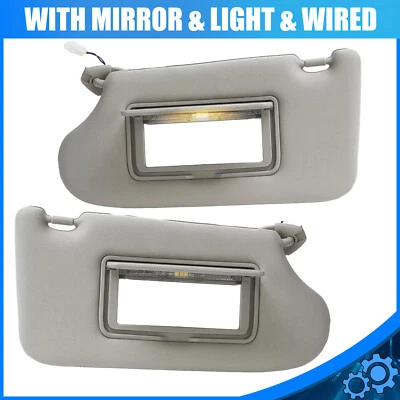 Gray Pair Front Left+Right Side Sun Visor W/ Light For Nissan Altima 2013-2018 - Image 1 of 4