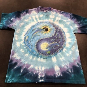 Vintage Jerry Jasper Shirt Size XL Yinyang Dolphin Tie Dye 1993 Single Stitch - Picture 1 of 22