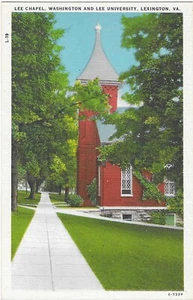 Cartolina d'epoca in lino Virginia Lexington Lee Chapel Washington Lee University - Foto 1 di 2