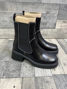 Vagabond Womens Dorah Boots Size UK 4 Black Leather Chelsea Square Ankle - Picture 1 of 10