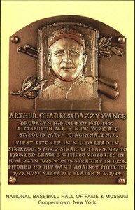 Baseball Hall of Fame Postcard  #37467 Dazzy Vance   O10157  