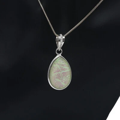 Pendente Fatto A Mano In Argento Sterling 925 Con Gemma Di Opale Triplo Fine - Immagine 1 di 4