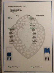 1914-15 Bury v Birmingham Div2 Matchsheet - Picture 1 of 1