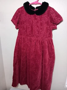Gymboree Girls Red Crushed Velvet Dress with Faux-Fur Peter Pan Collar 3XL 8yrs - Picture 1 of 24