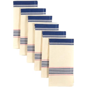 CADENCE NAPKIN SET OF 6 18X18 Vintage Farmhouse Stripe Navy Rose Cotton/Linen - Picture 1 of 3