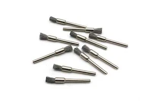 Cepillos de alambre para pluma de 1/4" de acero al carbono TMAX 10 piezas #443 con herramienta giratoria de vástago de 1/8" - Imagen 1 de 2