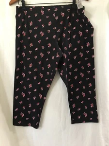 No Boundaries Women Juniors Black Pink Flower Floral Capri Leggings Many sizes - Picture 1 of 5