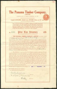 Panama: Panama Timber Company Limited, vorherige Pfandschuldverschreibung für £25, 1912, 4... - Bild 1 von 1