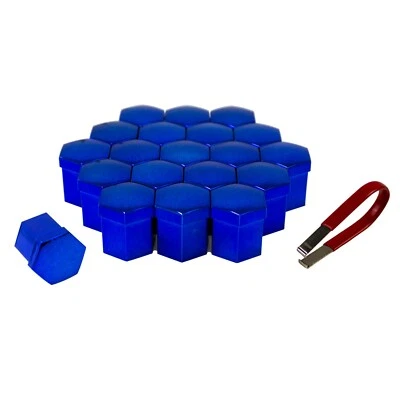 20x Radschraubenkappen Abdeckkappen Radmuttern SW 17/19/21/22 Blau Chrom - Bild 1 von 3