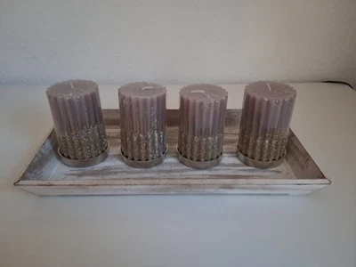 Kerzentablett Kerzenhalter Adventskranz länglich aus Holz 40 cm Advent  - Bild 1 von 4