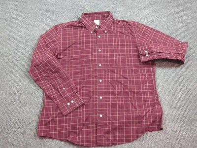 Camisa Brooks Brothers Para Hombre XL Granate Botón Manga Larga Algodón Cuadros  Foto 1 de 4