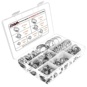 Stainless Steel Hose Clamp Assortment Kit- 60 Pieces, Adjustable 1/4''- 1-1/2... - Picture 1 of 6