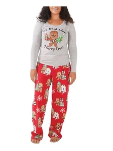 FAMILY PJs Womens Gray Long Sleeve T-Shirt Top Straight leg Pants Pajamas XXL - Picture 1 of 6