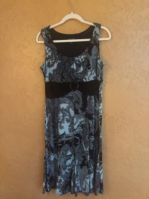 Vestido midi Perceptions New York azul negro cachemir talla 10 para mujer sin mangas Foto 1 de 4