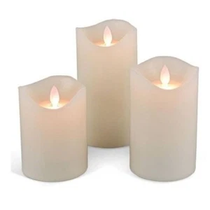Oasis Wavy Edge Flameless LED Wax Candle Light with Timer Set of 3 New - Picture 1 of 1