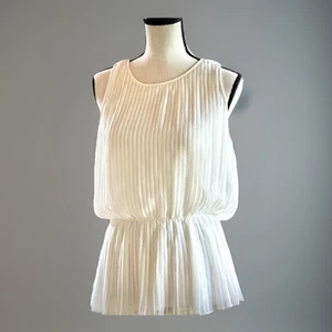 Ann Taylor Women’s Sleeveless Peplum Top White Size 8 - Picture 1 of 9