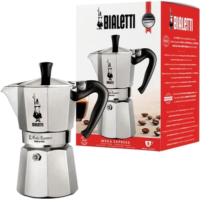 Caffettiera Da Caffè  Moka Express in Alluminio (9 Tazze), 420 Ml, Argento - Immagine 1 di 4