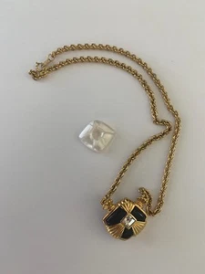 Avon Gold Tone Convertible Necklace Black/White Crystal Center 20" - Picture 1 of 4