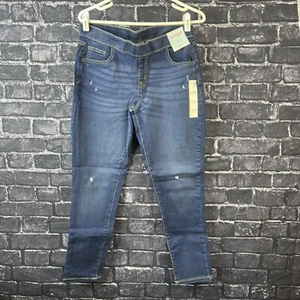 Cat & Jack Girls 16 Plus Mid-Rise Pull On Jeggings Denim Dark Wash - Picture 1 of 9