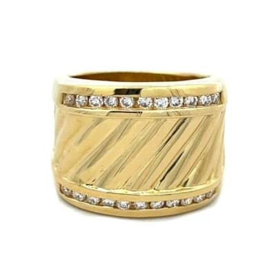 Anillo de cigarros David Yurman diamante oro amarillo 18k banda de cable tamaño 5,5 Foto 1 de 4