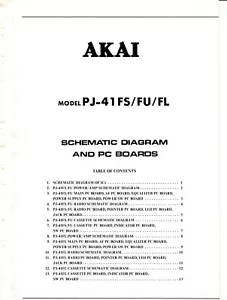 Akai Model PJ-41FS/FU/FL Stereo Receiver Cass Deck Schematic Diagram & PC Board - Picture 1 of 2