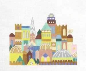 E Peterson /S Roberts Jerusalem Tallis Bag Handpainted Needlepoint Canvas - Picture 1 of 1