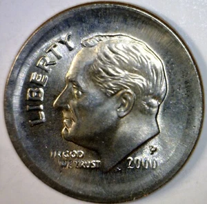 2000 ERROR HUGE Broad Struck Roosevelt Dime GEM BU Coin Brd Strike BIGGER THN 1c - Picture 1 of 5