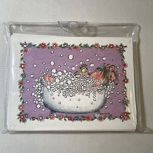 Vintage Whiting’s Stuart Hall 10 Bubble Bath Decorated Notes & Envelopes New - Picture 1 of 2