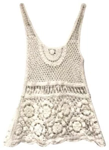 ZARA KNITTED SLEEVELESS TOP CROCHET COTTON BOHO TOP BLOUSE SCALLOP HEM S NEW - Picture 1 of 10