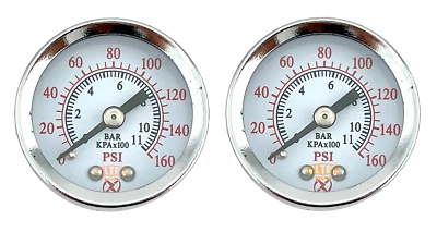 Qty 2 Air Pressure Gauge 1.5" Center Back Mount 1/8" NPT 1-1/2" Dial 0-160 PSI  - Image 1 of 3